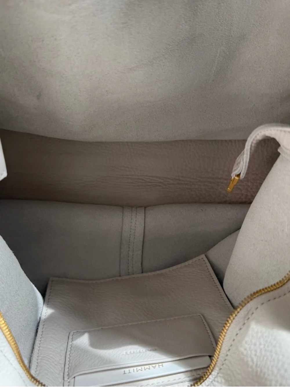 Hammitt Large Oliver Zip Leather Tote Bag in Calla Lily w/ Brushed Gold Accents - Picture 8 of 8